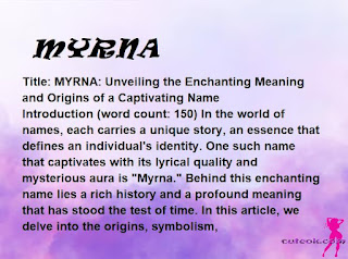 meaning of the name "MYRNA"