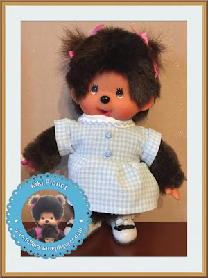 Robe Vichy blanc et bleu pour Kiki ou Monchhichi - vêtement - handmade - fait main - couture