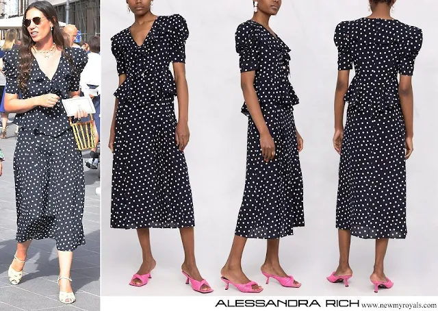 Tatiana Casiraghi wore Alessandra Rich polka dot-print midi dress