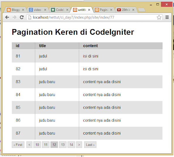 gambar hasil pembuatan pagination keren di codeigniter 2.1.3 oleh bapak darul untuk http://starzoneku.blogspot.com/2013/04/membuat-pagination-di-codeigniter-2.1.3.html