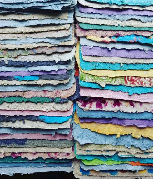 Colorful sheets of handmade paper