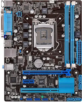   Spesifikasi Motherboard Asus H61M-C           CPU Socket   Intel® Socket 1155 for 3rd/2nd Generation Pentium®/Celeron® Processors   DIMM Sockets  2 x DIMM   Kesesuaian Memori   DDR3 2200(O.C.)/2133(O.C.)/2000(O.C.)/1866(O.C.)/1600/1333/1066 MHz Non-ECC, Un-buffered Memory   Maks. Memori   16GB    BIOS   64Mb Flash ROM, UEFI BIOS, PnP, DMI v2.0, WfM2.0, SMBIOS v2.7, ACPI v2.0a,SLP3.0, EUP-ready  Internal I/O   ASUS Exclusive Features :  AI Suite II   Ai Charger   Anti-Surge   ASUS UEFI BIOS EZ Mode featuring friendly graphics user interface   Network iControl   ASUS Quiet Thermal Solution :  ASUS Fan Xpert     ASUS EZ DIY :  ASUS CrashFree BIOS 3   ASUS EZ Flash 2   ASUS MyLogo 2   External I/O   3 x USB 2.0 connector(s) support(s) additional 6 USB 2.0 port(s)   4 x SATA 3Gb/s connector(s)   1 x CPU Fan connector(s) (1 x 4 -pin)   1 x Chassis Fan connector(s) (1 x 4 -pin)   1 x S/PDIF out header(s)   1 x 24-pin EATX Power connector(s)   1 x 4-pin ATX 12V Power connector(s)   1 x Front panel connector(s)   1 x Front panel audio connector(s) (AAFP)   1 x Internal speaker connector(s)   1 x Clear CMOS jumper(s)   Form Factor   1 x PS/2 keyboard (purple)   1 x PS/2 mouse (green)   1 x D-Sub   1 x LAN (RJ45) port(s)   4 x 