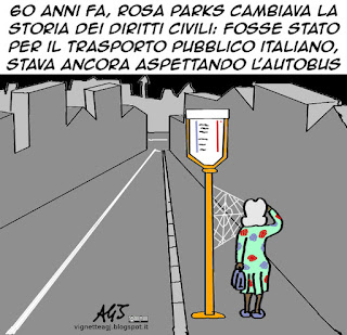 Rosa parks, diritti civili, trasporto pubblico, atac, atm, satira, vignetta