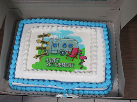 retirement cake with camper trailer