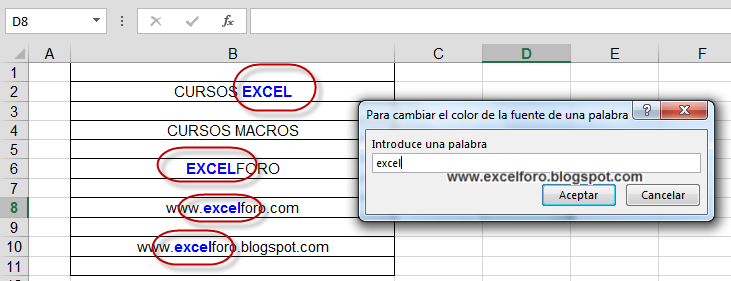 Color de fuente en vba