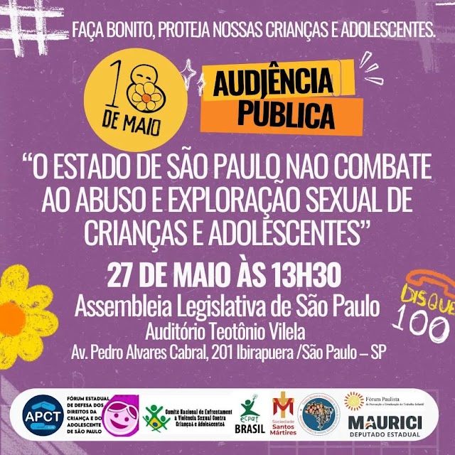 27/5-13:30-combate à violência sexual contra crianças e adolescentes no Estado de São Paulo