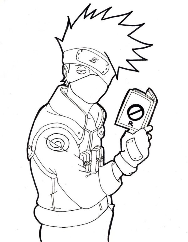 Sketsa gambar  animasi  naruto  untuk  diwarnai Guru Kakashi