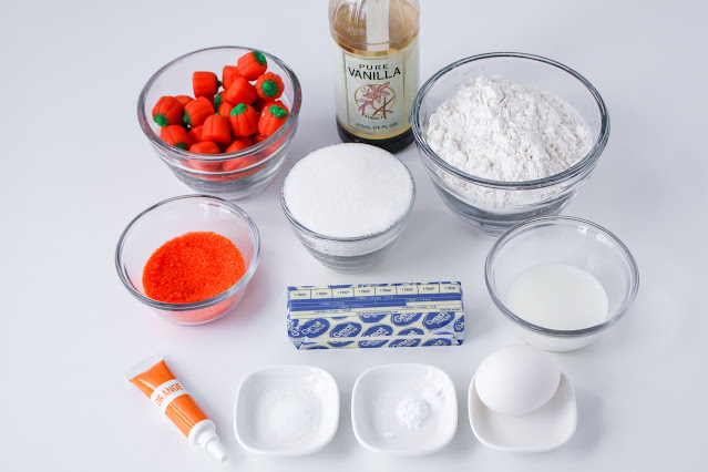 recipe ingredients displayed in bowls on a white background.