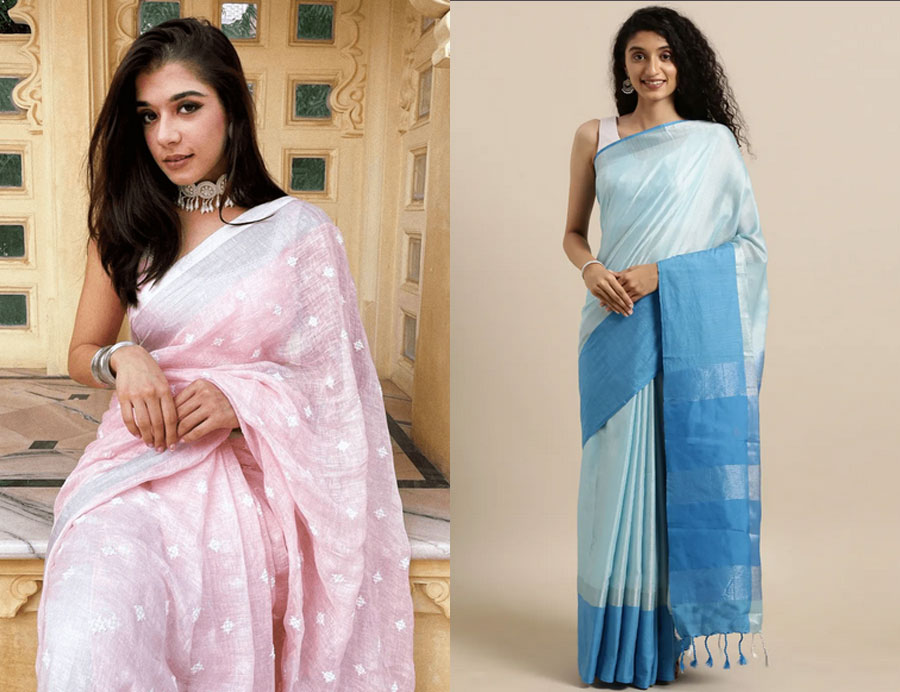 Shop Linen Sarees