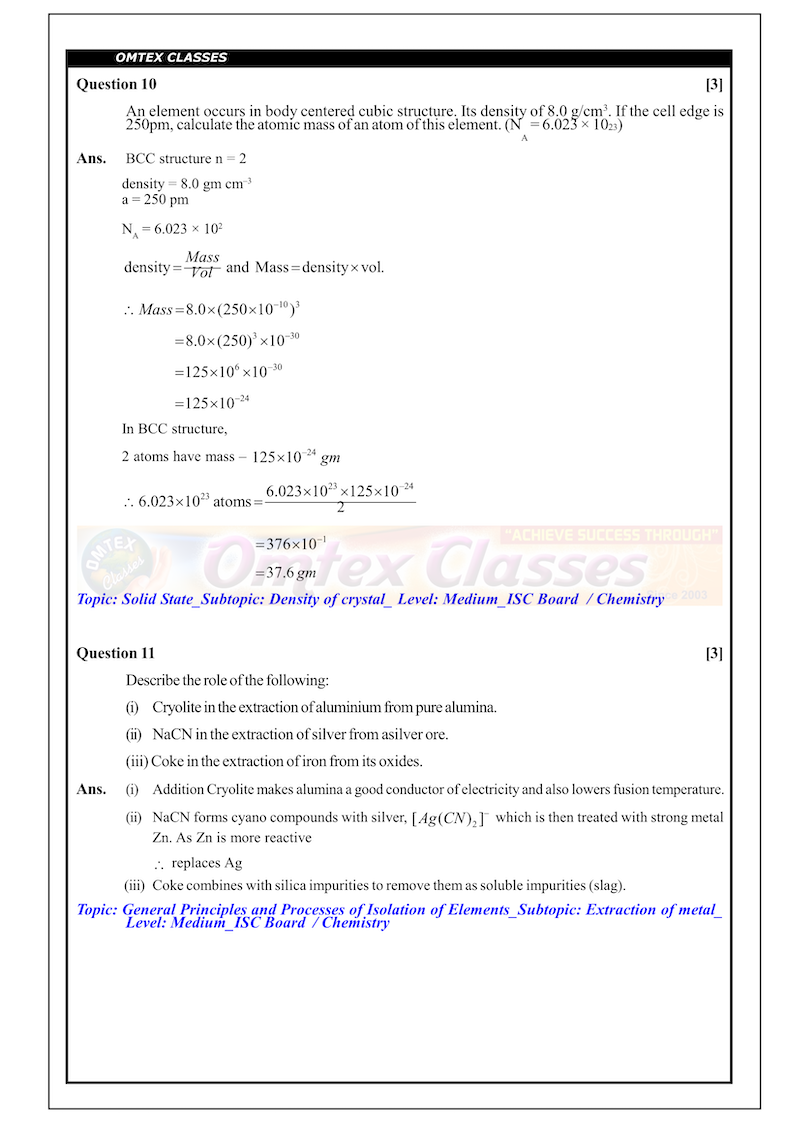 XII_ISC Board_Official Chemistry P-1 Solutions 01.03.2019