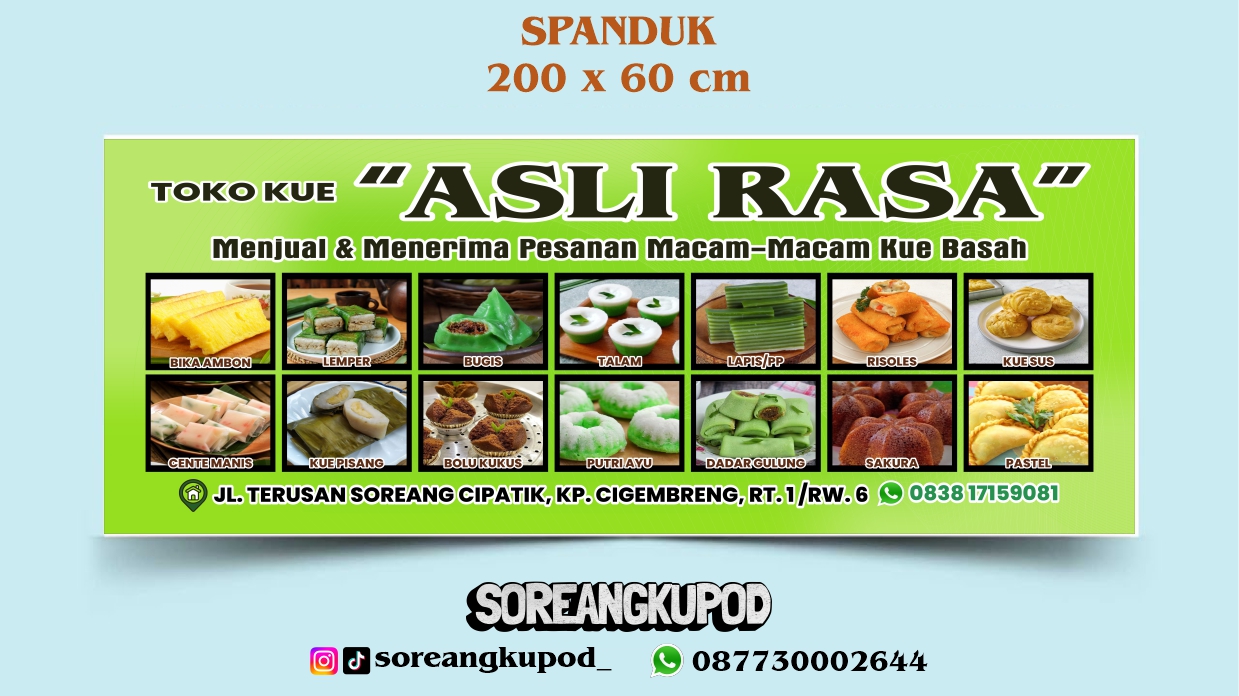 Contoh Spanduk Toko Kue, "ASLI RASA" Soreang