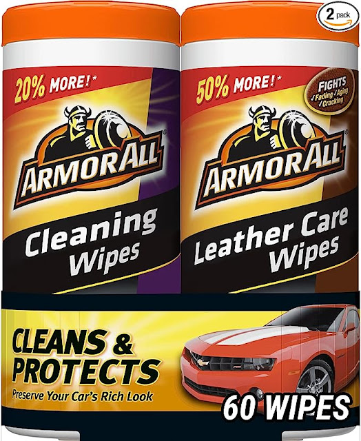 Best Car Cleaning Wipes and Leather Wipes by Armor All, Use on Car Interior, Truck Interior and Motorcycle Interior, 30 Count Each, 2 Pack