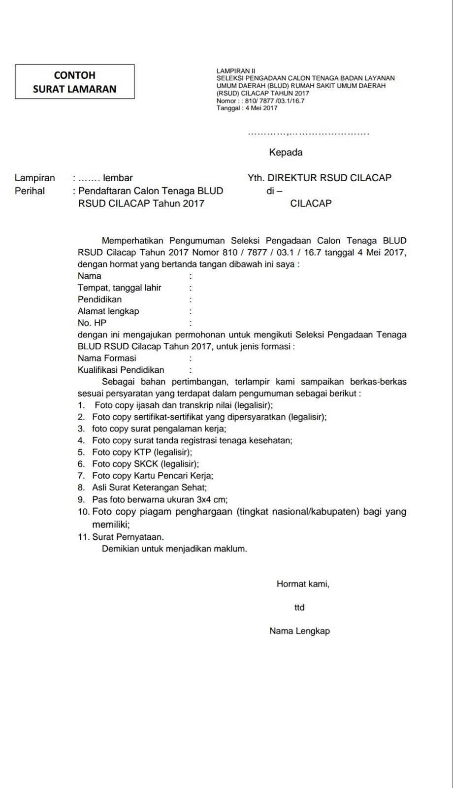 Lowongan Kerja Non PNS di RSUD Cilacap Tahun 2017