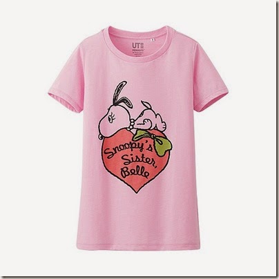 Uniqlo Women Peanuts Crew Neck Short Sleeve T-shirt Pink 02