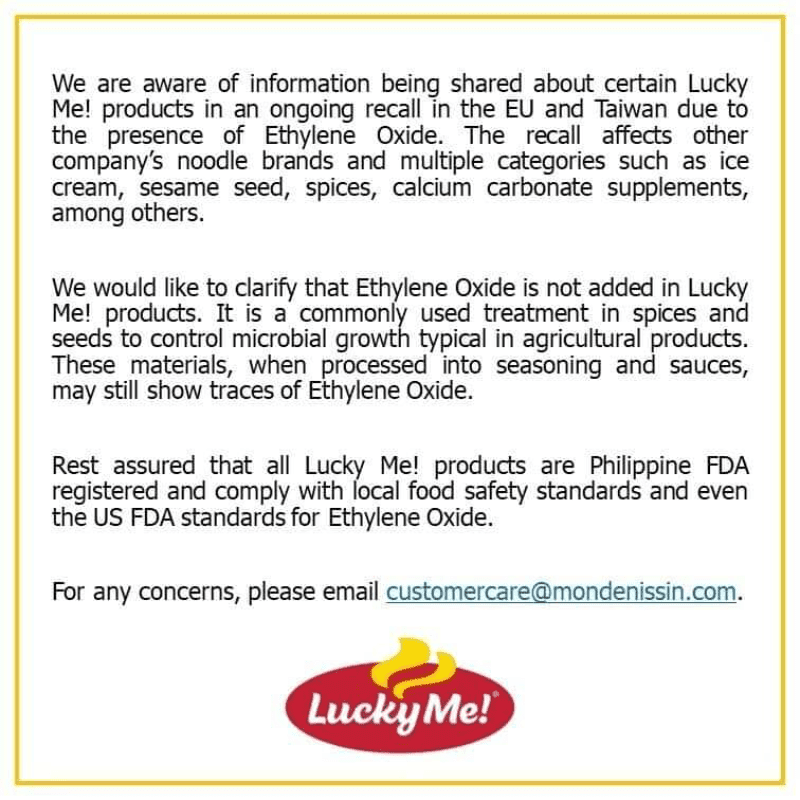 Update: Statement of Lucky Me!