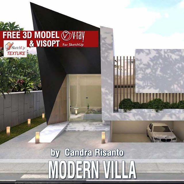  Thank you lot real much to admins that allowed me to part my  Free SketchUp model Modern villa #51 in addition to Vray visopt