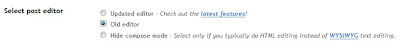 Blogger radio buttons to select new updated post editor or old  post editor