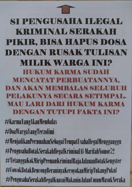 Korban aniaya kegiatan usaha ilegal serakah sang pelaku usaha Jalan Al-Marifah Nomor 72 Cengkareng, Kelurahan Rawa Buaya, Jakarta Barat