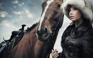 Horse and Girl with Fur Awesome Photography HD Wallpaper