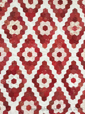 Emma's Red and White Hand Stitched Hexagon Quilt