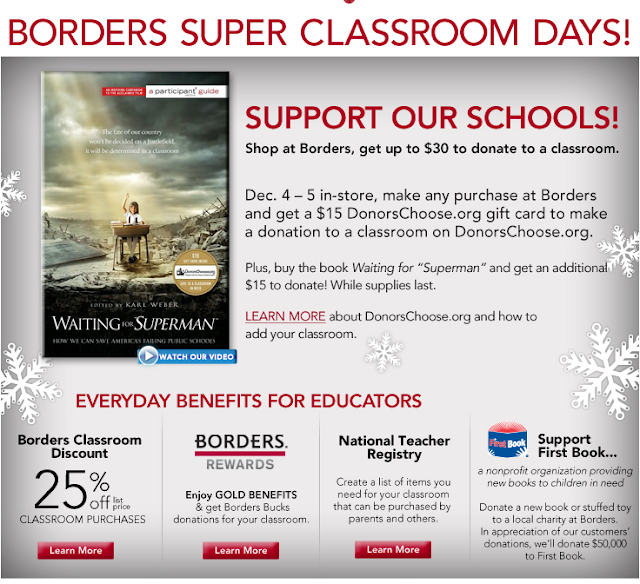 Support Your Local Kansas City School Teacher by Stopping by Borders December 4th & 5th