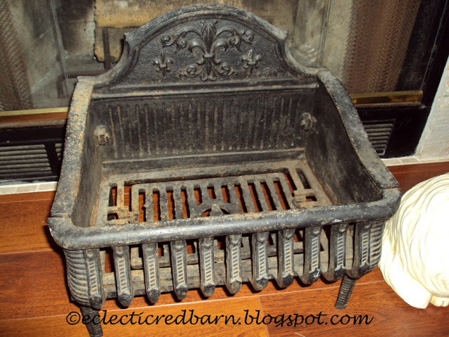 Eclectic Red Barn: Antique cast iron fireplace grate
