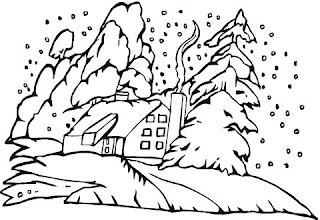 xmas snow house coloring printable