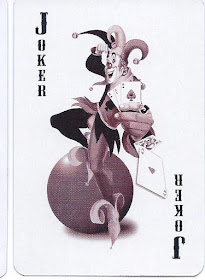 playing card joker on a yoga ball