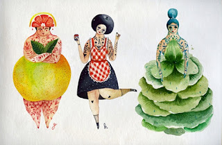 imaginative fruits and vegetable illustrations