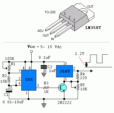 Power Pulse Using by LM350 and NE555 Circuit Diagram