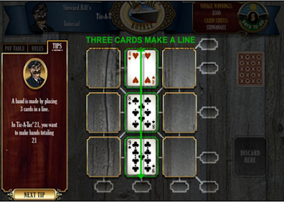 鐵達尼號賭船(Tic-A-Tac Royale)，結合各種撲克牌博奕的油輪遊戲！