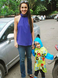 Tara Sharma poses with her little boy Zen