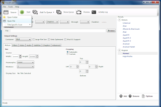 Handbrake Source > Video File