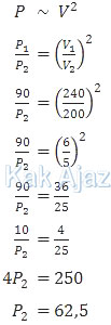 Daya P berbanding terbalik dengan kuadrat tengangan V