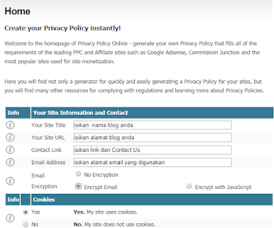 Cara Mudah dan Cepat Membuat Privacy Policy pada Blog 