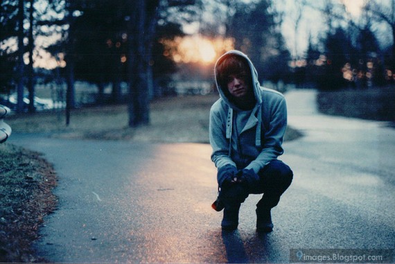 Alone cute boy adorable attitude on road