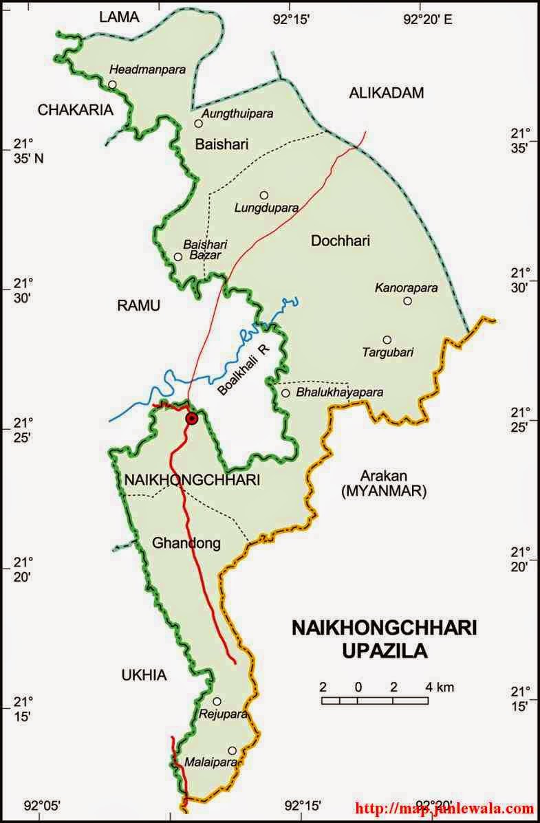 naikhongchhari upazila map of bangladesh