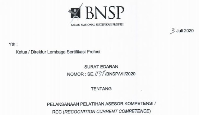 PELAKSANAAN ASESOR KOMPETENSI (ASKOM)/ RCC DALAM TATANAN NORMAL BARU