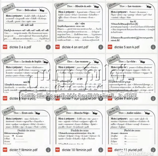 Un ensemble de Dictées pour #3ème #4ème #5ème #6ème, un excellent document en PDF