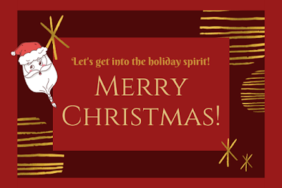 Merry Christmas written on decorative red background & Santa Claus image.