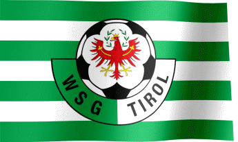 The waving fan flag of WSG Tirol with the logo (Animated GIF)