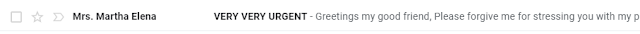 Message from Mrs. Martha Elena, VERY VERY URGENT, saying please forgive me for stressing you, a perfectly normally worded sentence.