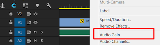 cara setting audio pada aplikasi adobe premiere pro menggunakan audio gain