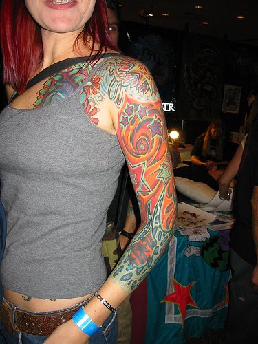Sleeve tattoo with stars for women