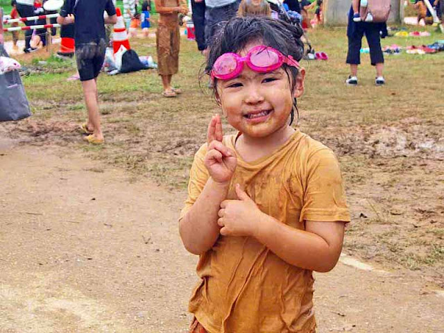 children, festival, mud, Golden Week, Japan