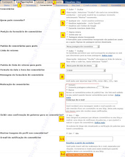 configurar comentario no blogger