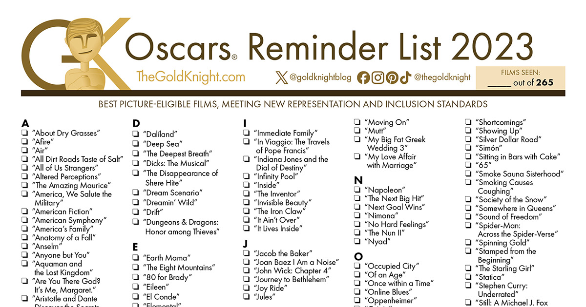 Oscar Nominations 2024 Announcement Date List Printable Catie Daniela