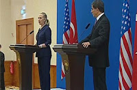 Hillary Clinton and Ahmet Davutoglu