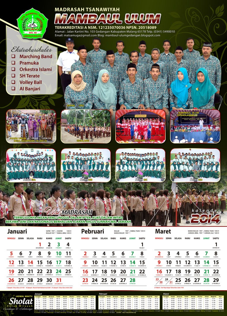  Desain Kalender Bag I Foto Dewan Guru Foto Siswa Siswi 