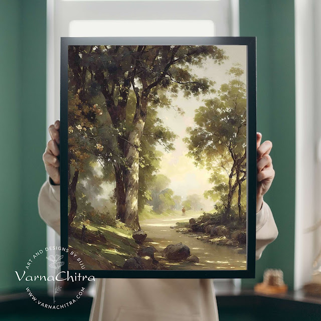 Elevate the aesthetic appeal of your living space with this charming rustic landscape art print, featuring a vintage country oil painting. The subdued yet captivating color scheme of this piece adds a calming ambiance to any room in your home. Its farmhouse-style design exudes a timeless elegance, making it an iconic centerpiece that perfectly complements your décor. This high-quality vintage landscape print is available as an instant digital download, making it a convenient and affordable way to elevate your home décor. Transform your walls with this printable wall art that's sure to leave a lasting impression on your guests